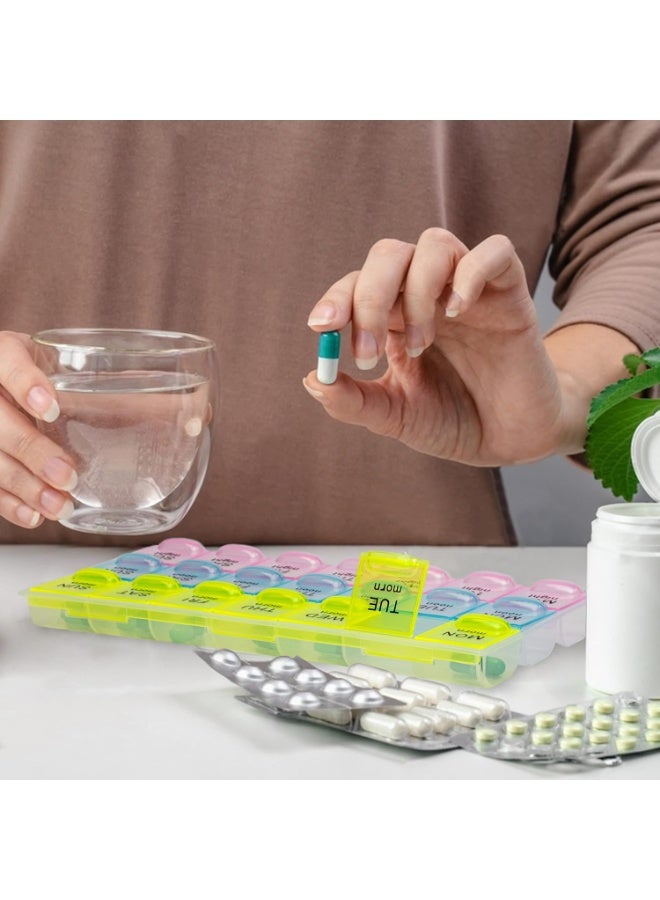 BEYTOR 3 Times a Day Weekly Pill Organizer – 7 Day Large Medication Box with 21 Compartments – Morning Noon Night Pill Holder for Travel, Vitamins, Tablets & Daily Medicine Storage - Image 2
