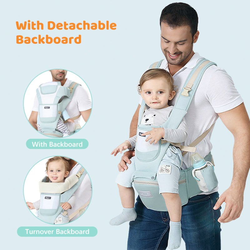 Baby Carrier: Pink Cotton-polyester Blend, Ergonomic Adjustable Hands-free Carrier - Multi-functional Detachable Design, Breathable Mesh Window for Newborns to 36 Months - Image 4