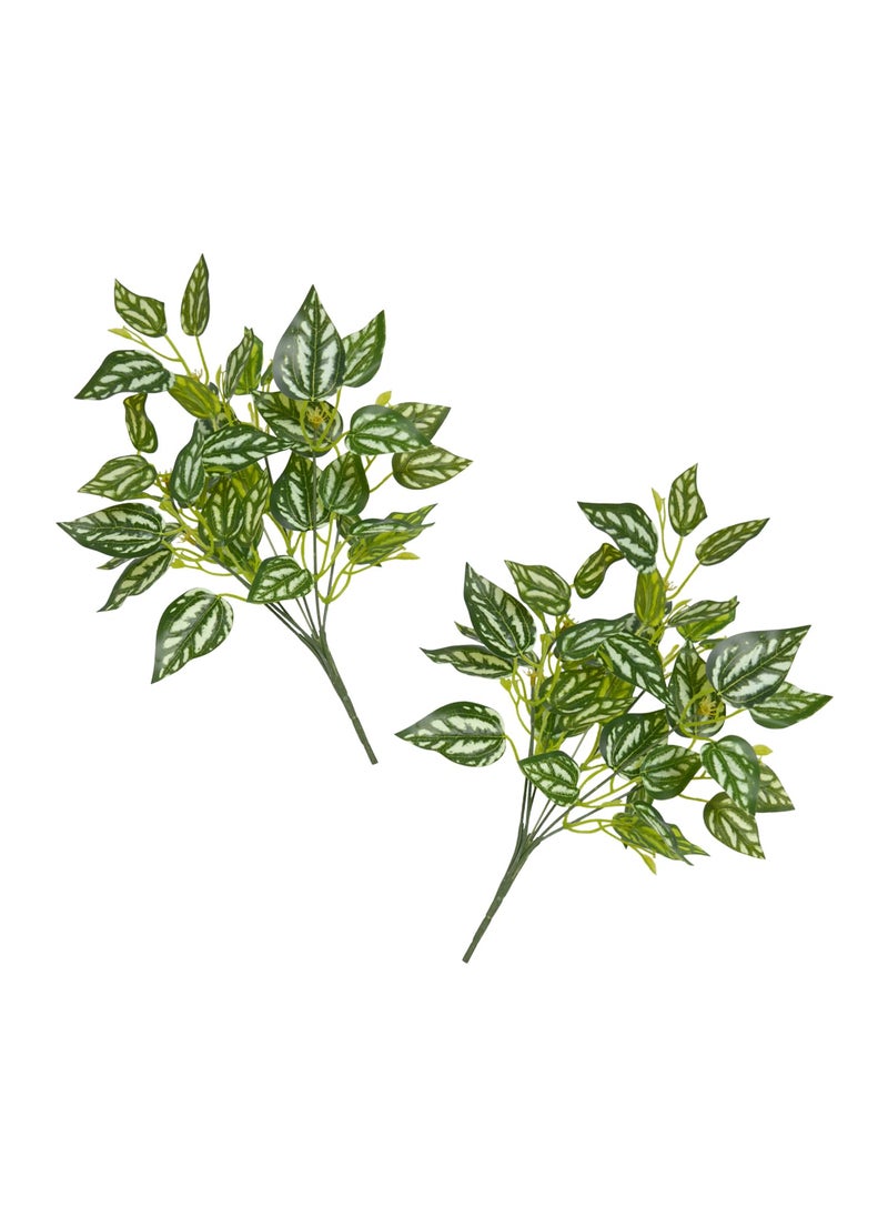 fancymart fancymart Artificial Plant Leaves Bunches Set of 2 Without Pot for Home Office Dcor 8495  - Image 2