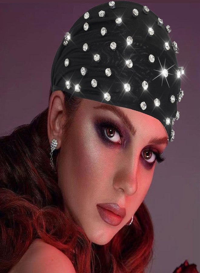 GORTIN Sparkle Rhinestones Headband Black African Head Wraps Crystal Stretch Head scarf for Women - Image 3