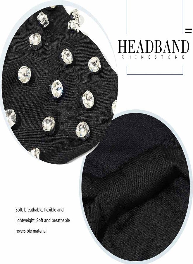 GORTIN Sparkle Rhinestones Headband Black African Head Wraps Crystal Stretch Head scarf for Women - Image 4