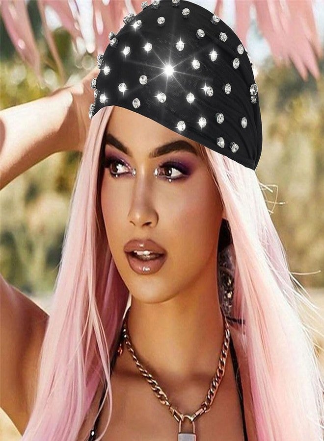 GORTIN Sparkle Rhinestones Headband Black African Head Wraps Crystal Stretch Head scarf for Women - Image 5