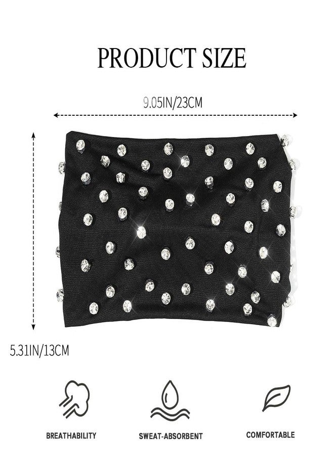 GORTIN Sparkle Rhinestones Headband Black African Head Wraps Crystal Stretch Head scarf for Women - Image 2