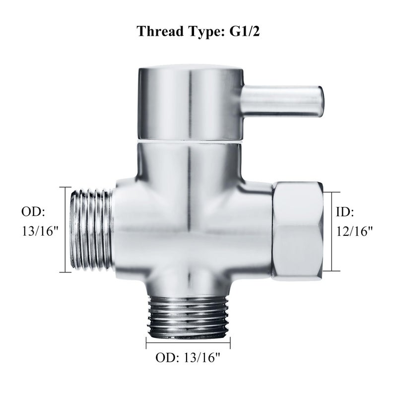 Sneatup Solid Brass 3-way G1/2 Shower Diverter Chrome Plating - Image 3