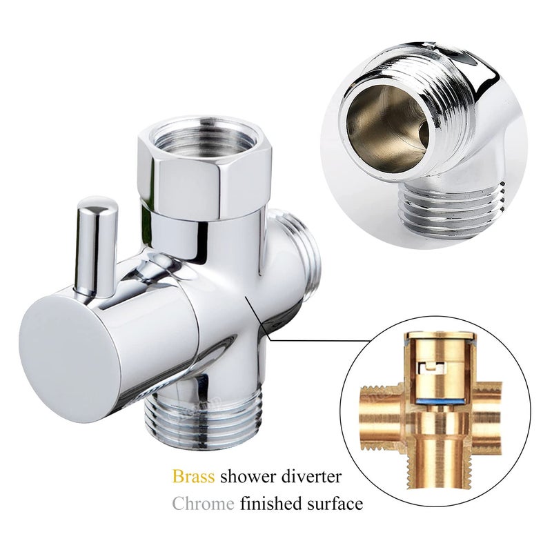 Sneatup Solid Brass 3-way G1/2 Shower Diverter Chrome Plating - Image 2