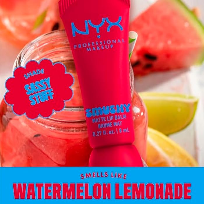 Nyx Professional Makeup, Smushy Matte Lip Balm Tone: Sassy Stuff (Watermelon Pink) Vegan Formula. - Image 3