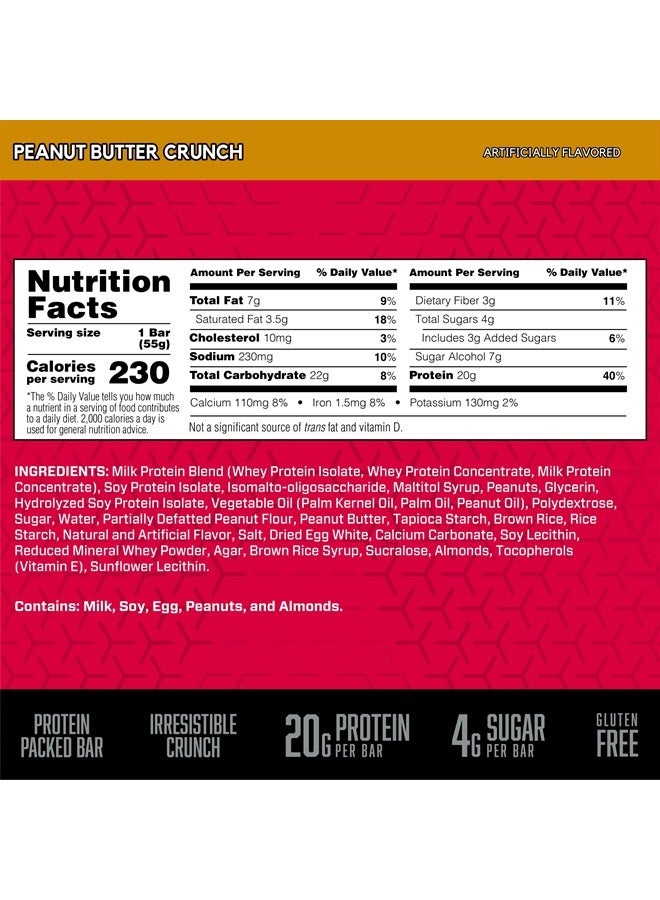 BSN بار بروتين كريسبي، بارز وجبات خفيفة بروتين، بارز مقرمشات مع بروتين مصل اللبن والألياف، خالي من الجلوتين، كراunch زبدة الفول السوداني، 12 قطعة (قد يختلف التعبئة والتغليف) - Image 3