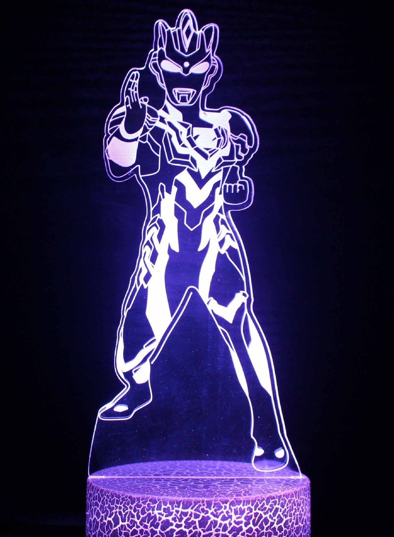 althiqahkey 3D Illusion Ultraman Night Light 16 Color Change Decor Lamp Desk Table Night Light Lamp for Kids Children 28 Color Changing with Remote  - Image 1