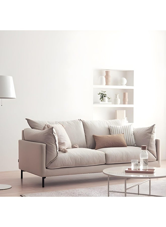 Comfynest Modern Living Room Fabric Sofa Recessed Arm Loveseat With Black Legs 160 X 88 X 88 Cm Light Gray