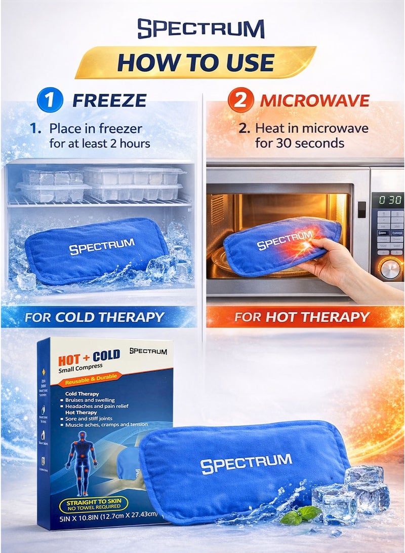 Spectrum Hot and Cold Gel Pack Small Compress 12.7 x 27.43 cm Reusable Multi Purpose Ice Pack & Heating Pad for Fast Pain Relief Ultra Flexible Gel Beads Straight to Skin No Towel Required Microwave & Freezer Safe for Elbow Knee Shoulder Neck Back Muscle Aches Cramps Swelling Sprains Arthritis Headaches Sports Injury Post Workout Recovery - Image 5