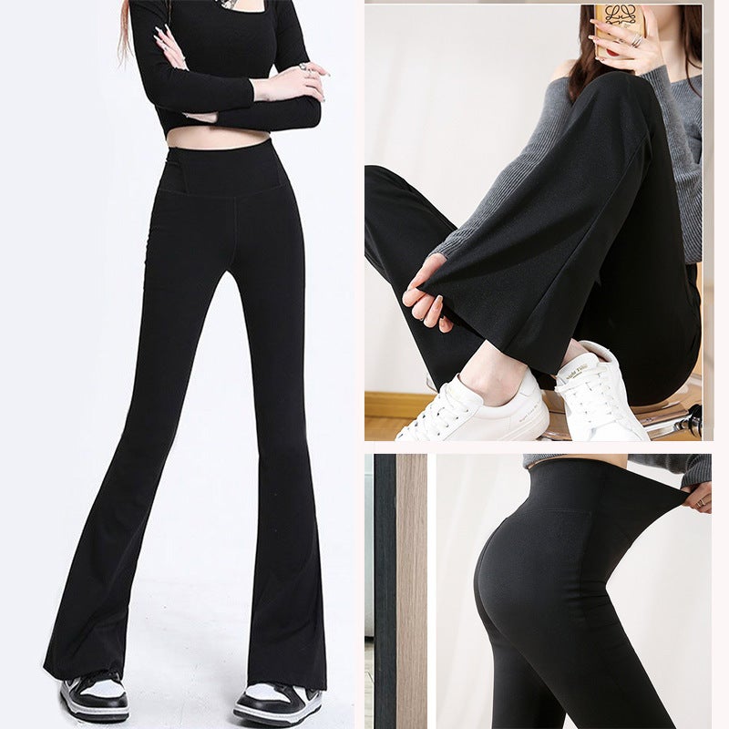 High Waist Slimming Flare Yoga Leggings Black  - Image 3