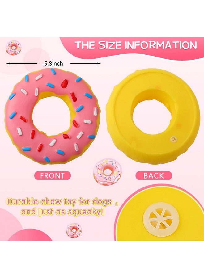 Leitee 3 Pieces 5.3 Inch Assorted Donut Dog Chew Toy with Squeakers Rubber Dog Toy Pink Yellow Black for Interactive Play Small to Medium Dogs Puppy Aggressive Chewers - Image 4