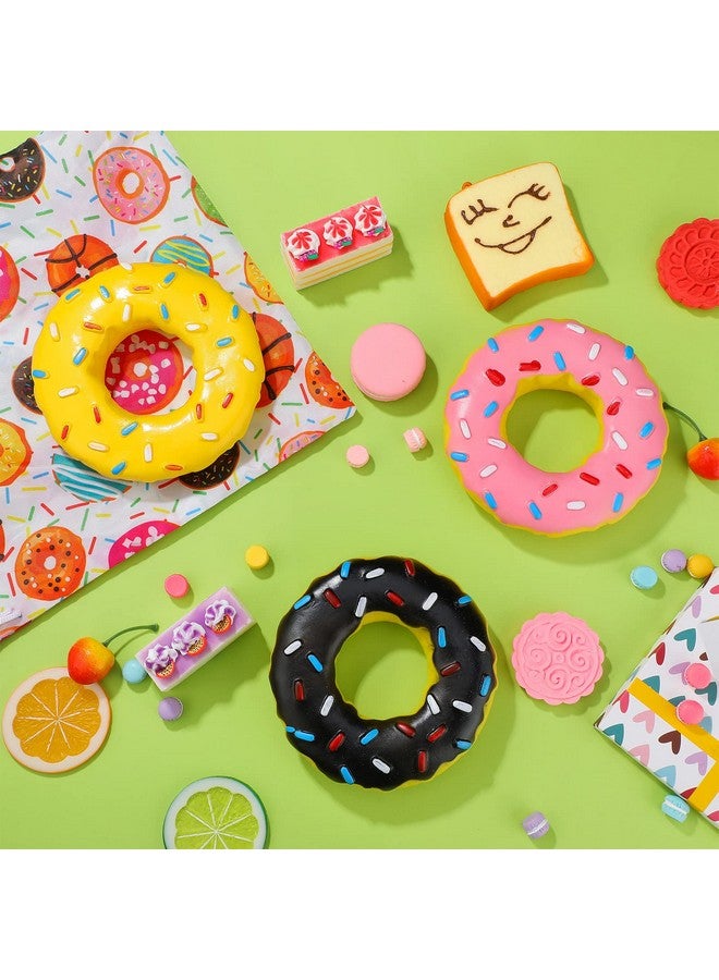 Leitee 3 Pieces 5.3 Inch Assorted Donut Dog Chew Toy with Squeakers Rubber Dog Toy Pink Yellow Black for Interactive Play Small to Medium Dogs Puppy Aggressive Chewers - Image 2