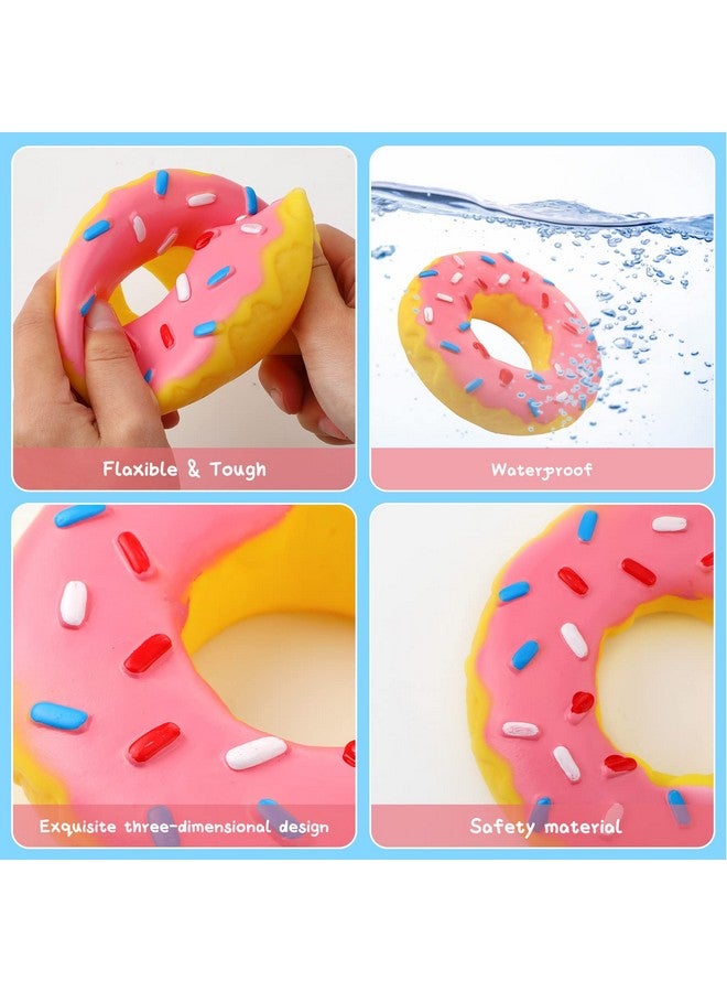 Leitee 3 Pieces 5.3 Inch Assorted Donut Dog Chew Toy with Squeakers Rubber Dog Toy Pink Yellow Black for Interactive Play Small to Medium Dogs Puppy Aggressive Chewers - Image 5