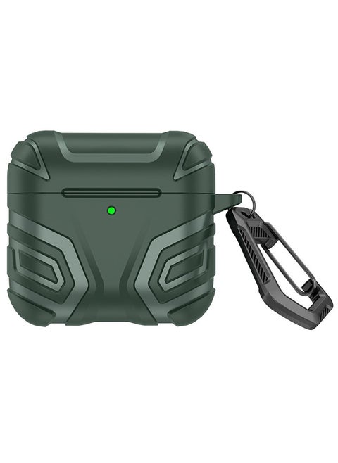 Rugged Case for Airpods 4 Case Cover with Keychain, Full Body Shockproof Hard Protection Headphone Case Cover for Airpods 4th Generation- Dark Green