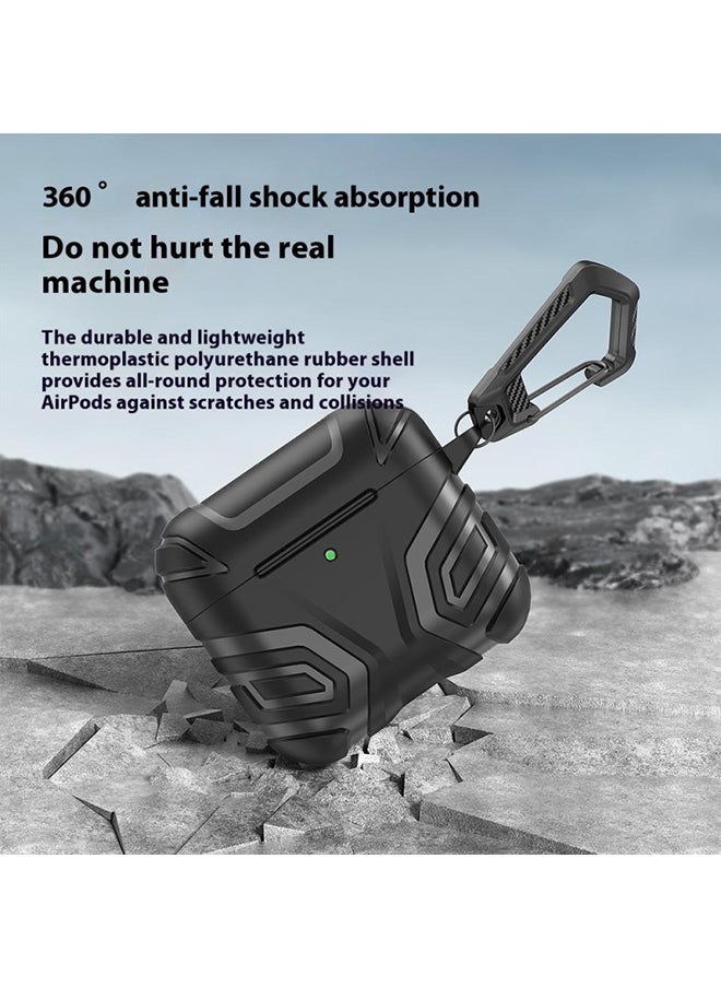 Rugged Case for Airpods 4 Case Cover with Keychain, Full Body Shockproof Hard Protection Headphone Case Cover for Airpods 4th Generation- Dark Green