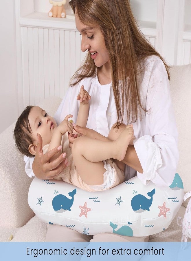 LittleDuds Baby Feeding Pillow for New Born Baby, Breastfeeding & Nursing Pillow with Removable Cover, Infant Support Cushion for 0–24 Months, Tummy Time Pillow | Cottage Care (Fish) - Image 4