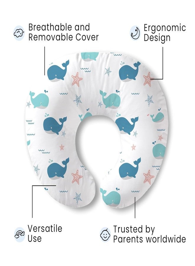LittleDuds Baby Feeding Pillow for New Born Baby, Breastfeeding & Nursing Pillow with Removable Cover, Infant Support Cushion for 0–24 Months, Tummy Time Pillow | Cottage Care (Fish) - Image 2