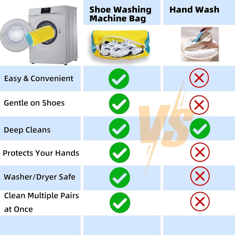 ngfhf Shoe Washing Machine Bag Laundry Shoe Bag for Washer and Dryer Reusable 2pc Shoe Cleaning Bags for Sneakers 360° Deep Cleaning Machine for All Shoes Types With Self-locking Zipper - Image 5