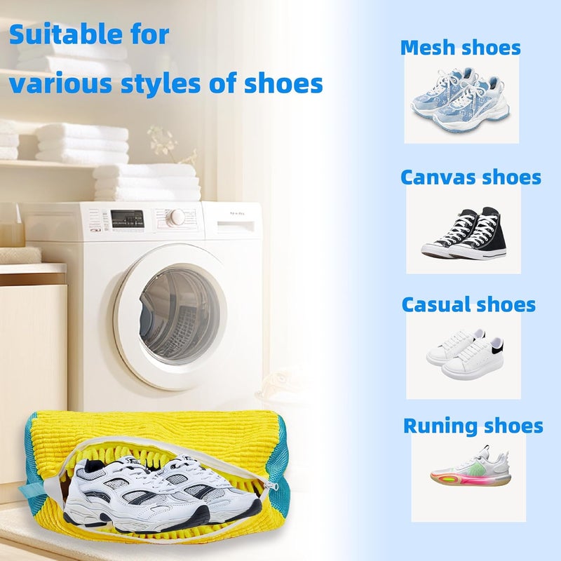 ngfhf Shoe Washing Machine Bag Laundry Shoe Bag for Washer and Dryer Reusable 2pc Shoe Cleaning Bags for Sneakers 360° Deep Cleaning Machine for All Shoes Types With Self-locking Zipper - Image 2