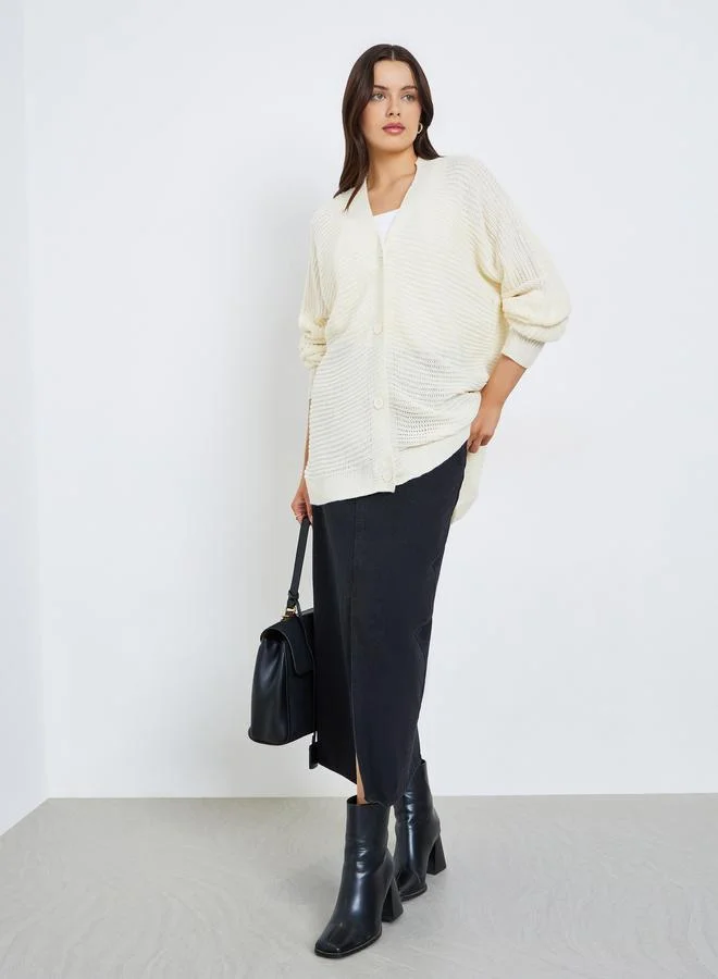 Styli Oversized Chunky Knit Button Down Cardigan