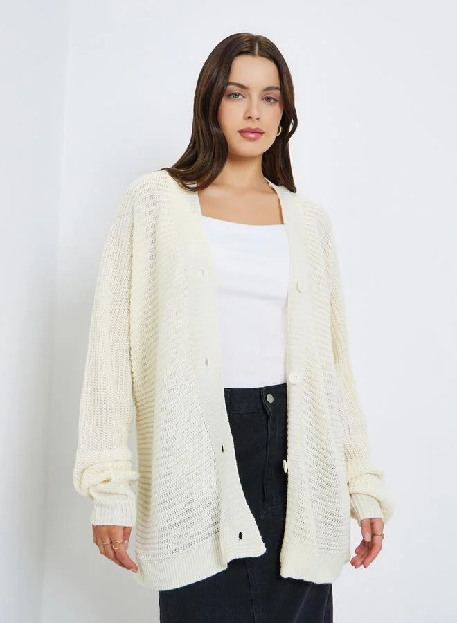 Styli Oversized Chunky Knit Button Down Cardigan