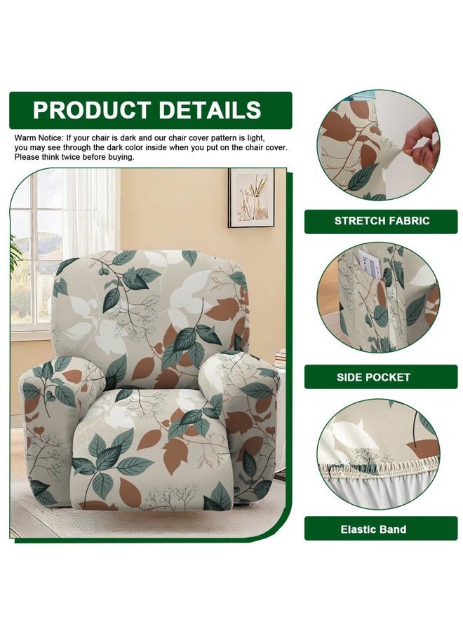 CRFATOP Printed Recliner Slipcover Stretch Reclining Chair Covers 4 Pieces Non Slip Recliner Sofa Slipcovers with Pocket Fitted Sofa Couch Cover Lazy Boy Chair Cover for Pet Kid Living Room,28 - Image 3