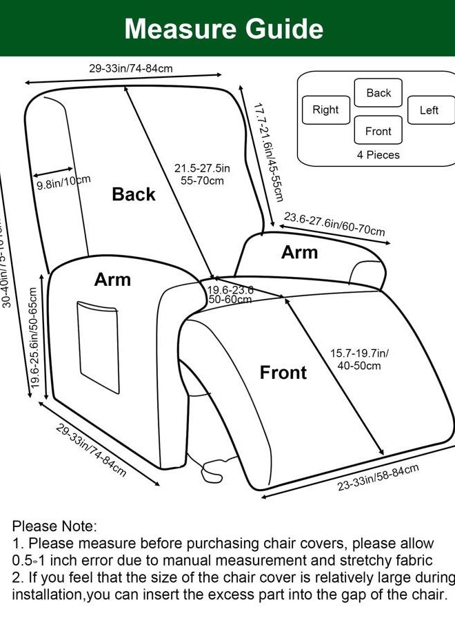 CRFATOP Printed Recliner Slipcover Stretch Reclining Chair Covers 4 Pieces Non Slip Recliner Sofa Slipcovers with Pocket Fitted Sofa Couch Cover Lazy Boy Chair Cover for Pet Kid Living Room,28 - Image 2