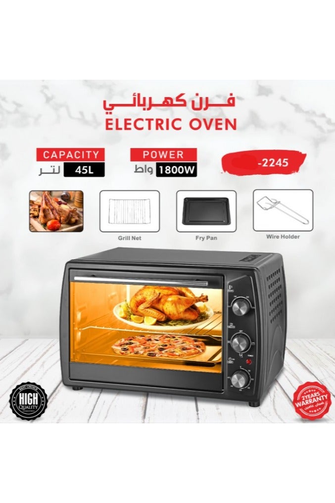 Electric Oven 45L , 1800W, Rotisserie Function, Adjustable Temperature (100-230°C) - Image 1