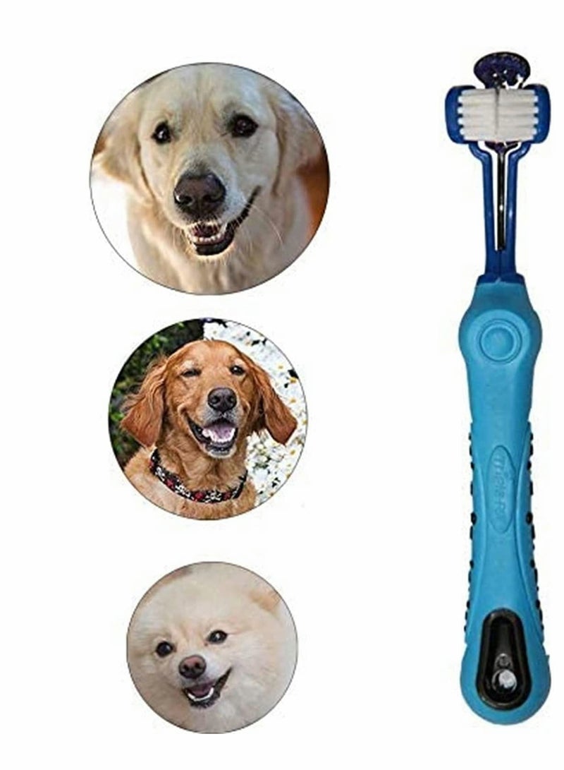 KASTWAVE Pet Toothbrush, 2 Pack Three Sided Pet Toothbrush Dog Brush Remove Bad Breath Tartar Teeth Care Dog Cat Cleaning Mouth (Blue, Orange） - Image 4
