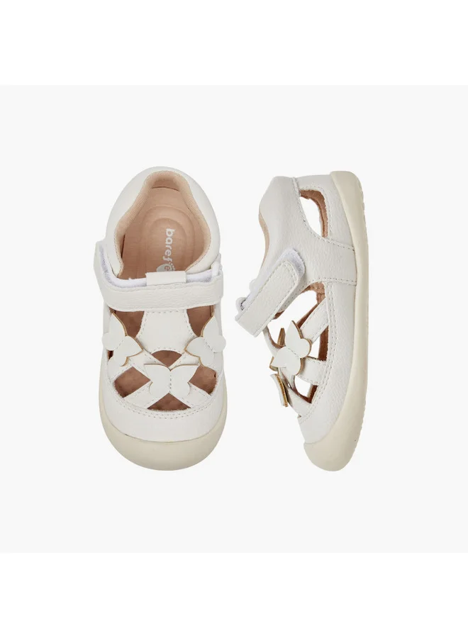 بيرفيت Girls Butterfly Applique Sandals with Hook and Loop Closure