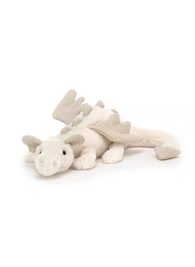 Malachy Dragon - Soft white plush dragon with wings and spines - a 50cm large hug toy suitable for children, daycare centers, and collectors