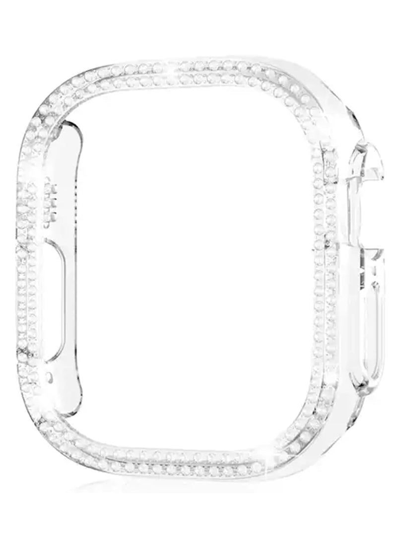 Glossy Shockproof Watch Case Compatible with Apple Watch 49mm Protective Polycarbonate Plastic Body Clear in Silver - Image 1