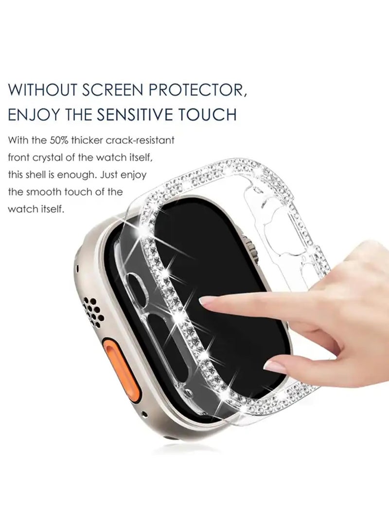 Glossy Shockproof Watch Case Compatible with Apple Watch 49mm Protective Polycarbonate Plastic Body Clear in Silver - Image 2