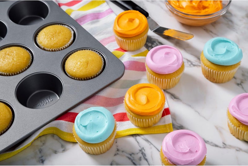 Wilton Silver Non Stick 12 Cup Muffin Pan, Cupcake and Muffin Tin for Baking and Brunch, Made without PFAS, Durable Steel - Image 2