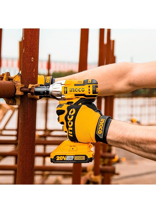 إنجكو مجموعة مفاتيح ربط صدمية لاسلكية 20 فولت، مفتاح ربط صدمي بدون فرشاة مقاس 1/2 بوصة مع بطاريتين، شاحن سريع لمدة ساعة، 3 مقابس، حقيبة واحدة Ciwli2001A - Image 2