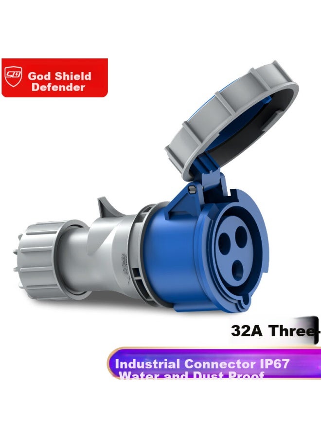 Sdws Industrial Connector 32a Three-phase 3-core Ip67 Waterproof Pdu Power Line Aviation Socket Plug Coupler Female Head Spl332 - Image 1