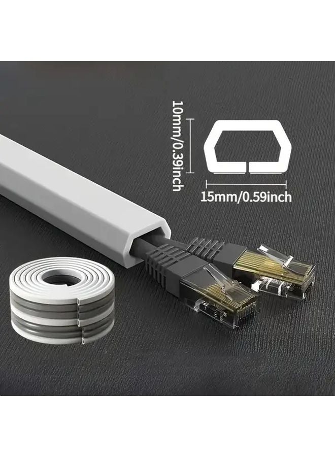 غطاء كابل PVC مطاطي شبه منحرف أبيض 78-74 بوصة قناة أسلاك متينة لإدارة الأسلاك - Image 1