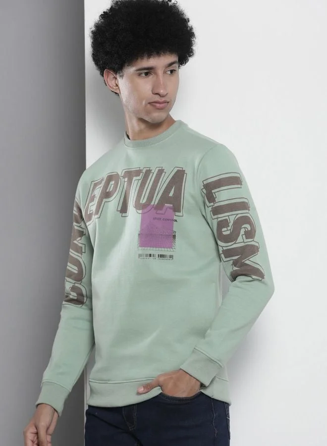 The Indian Garage Co Men Regular Fit Printed Crew Neck Full Sleeves Sweatshirt