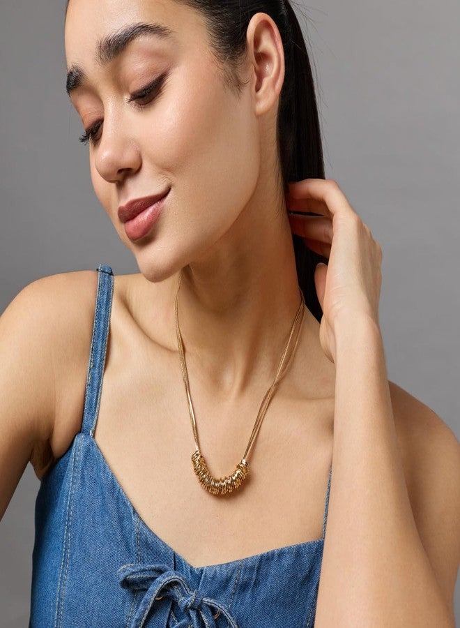 KUSHAL'S Fashion Jewellery Gold Polished Copper Trendy Necklace, Best for Casual Wear & Special Occasion - 454673 - Image 5