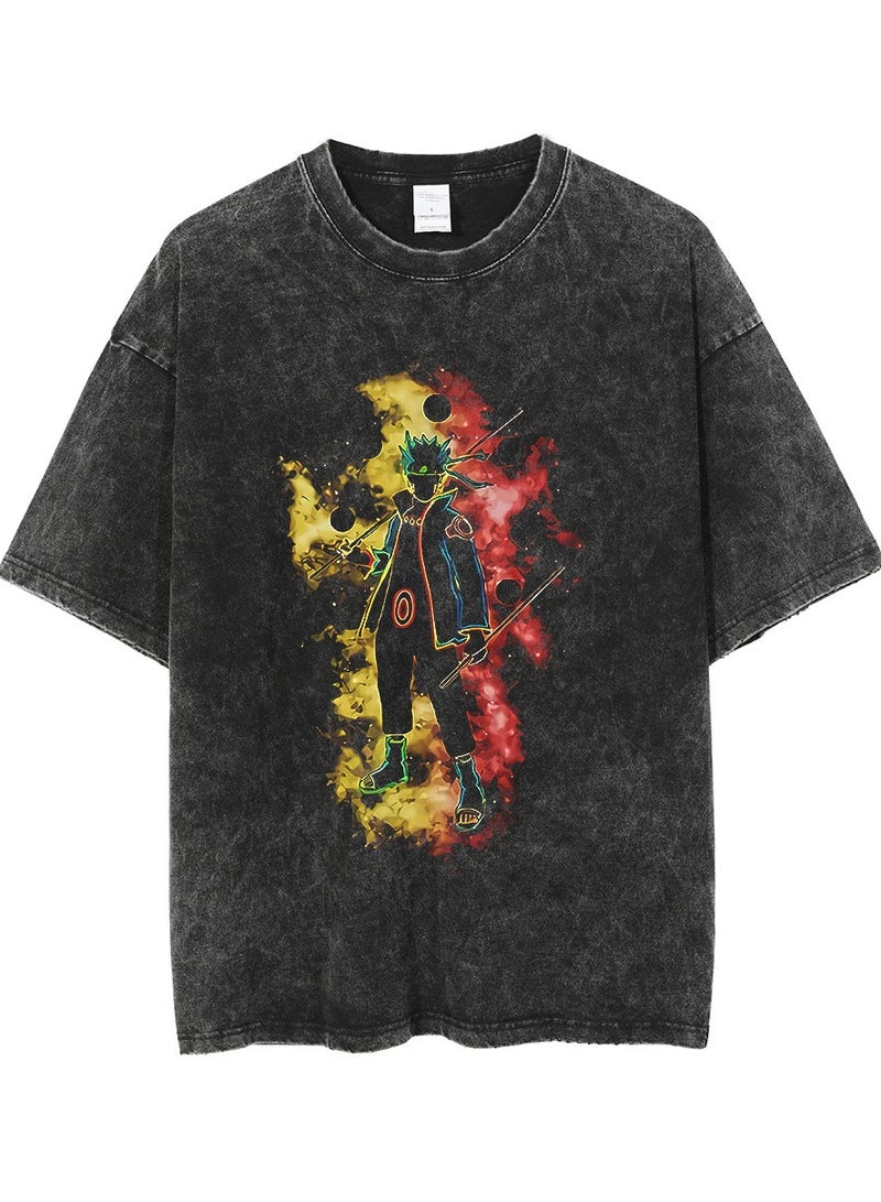 KUYING New Naruto Washed Anime T-shirt - Image 1