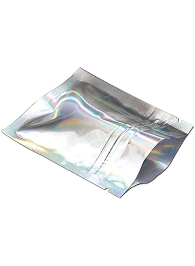 50PCS Metallic Zip Lock Bags Aluminum Foil Mylar Bags Glossy Reusable Reclosable Smell Proof Heat Sealable Packaging Bag for Candy Jewelry Food Grade Double Side Silver Zipper Pouch (12x18 cm) - Image 2