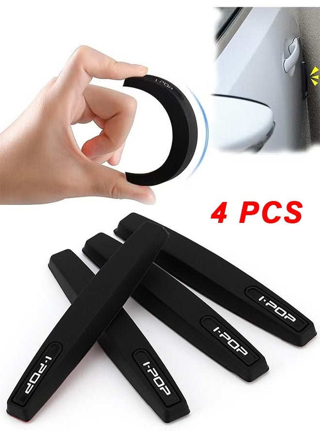 HS 4PCS Door Guards, Rubber Door Protectors With Silicone, Anti-Collision, Scratch Resistant, And Scratch Resistant Decorative Strips, Suitable For All Vehicle Side Doors, Soft, High Viscosity, Waterproof, Heat-Resistant, And Wear-Resistant (Black) - Image 1