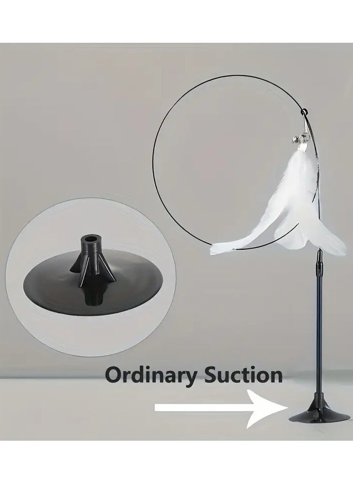 Goolsky Artificial fiber feather cat wand, strong suction cup base, flexible metal wire rod, suitable for all cats interactive play and self-entertainment pet wand.  - Image 1