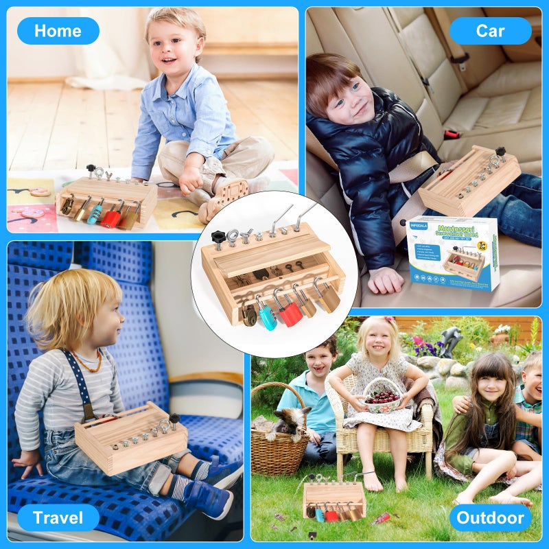 INIFEIDALA Montessori Screwdriver Board Set - Lock and Key Toy,Busy Board Toys for 3 4 5 Year Old,Kids Tool Set, Preschool Learning Sensory Fine Motor Skills STEM Toys - Image 4