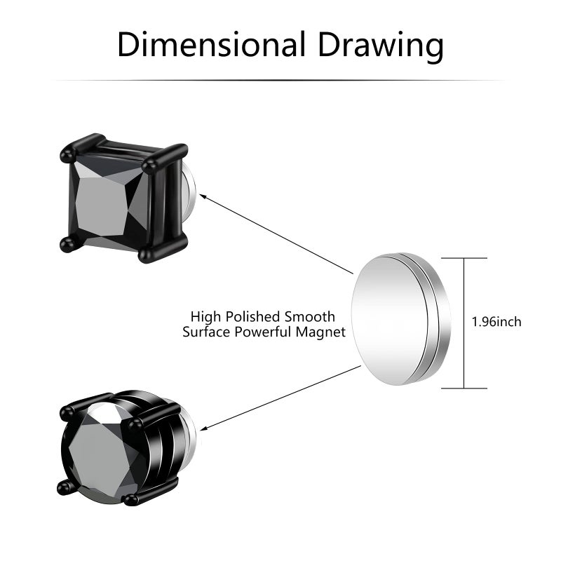 ONESING 12 Pairs Black Magnetic Earrings for Men Clip On Earrings for Men Fake Earrings Mens Earrings Hoop Dangle Earrings Black Earrings for Men Women Fake Piercing Non-Piercing Earrings Set - Image 4