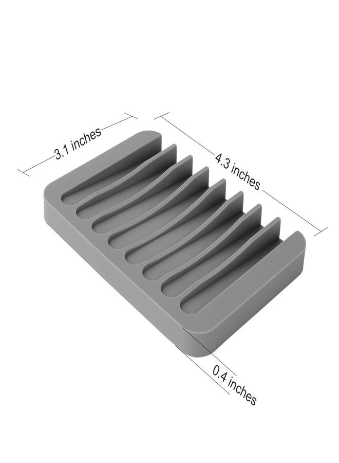 أنوينك حامل صابون أنوينك للاستحمام، حامل صابون بتصميم شلال، صينية صابون، حافظ على الصابون، مصفاة، سيليكون مرن للاستحمام/الحمام/المطبخ/سطح الطاولة، يحافظ على الصابون جافًا ونظيفًا، سهل التنظيف - رمادي، عبوة واحدة - Image 3