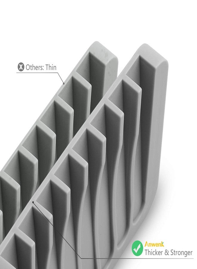 أنوينك حامل صابون أنوينك للاستحمام، حامل صابون بتصميم شلال، صينية صابون، حافظ على الصابون، مصفاة، سيليكون مرن للاستحمام/الحمام/المطبخ/سطح الطاولة، يحافظ على الصابون جافًا ونظيفًا، سهل التنظيف - رمادي، عبوة واحدة - Image 5