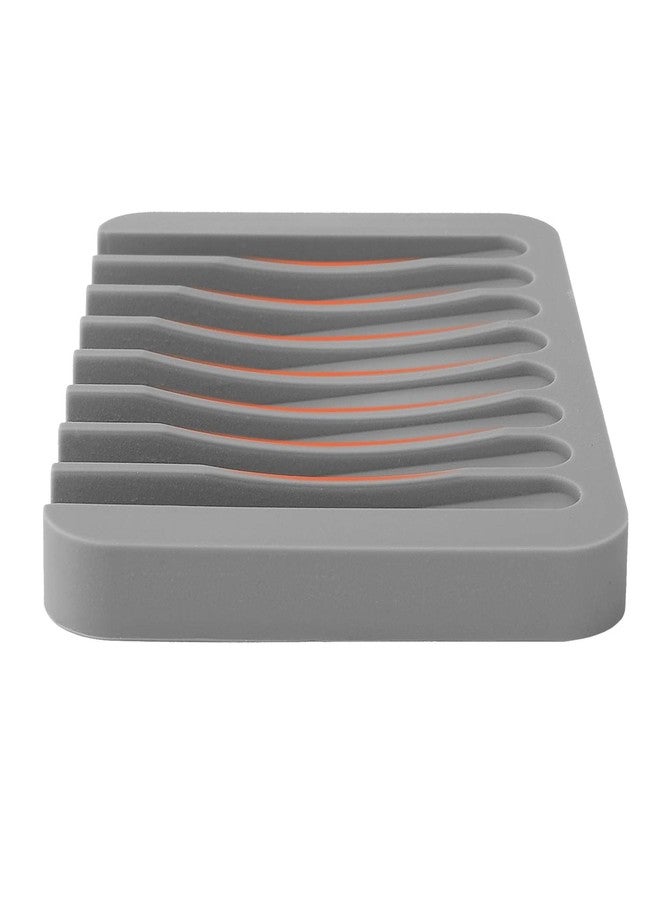 أنوينك حامل صابون أنوينك للاستحمام، حامل صابون بتصميم شلال، صينية صابون، حافظ على الصابون، مصفاة، سيليكون مرن للاستحمام/الحمام/المطبخ/سطح الطاولة، يحافظ على الصابون جافًا ونظيفًا، سهل التنظيف - رمادي، عبوة واحدة - Image 2