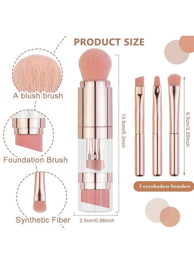 SKINPLUS 5 In 1 Makeup Brush Set, Includes Foundation Brush, Face Brush, Lip Brush, Eyeshadow Brush And Eyebrow Brush, Travel Portable Mini Cosmetic Make Up Brushes Kits  - Image 2